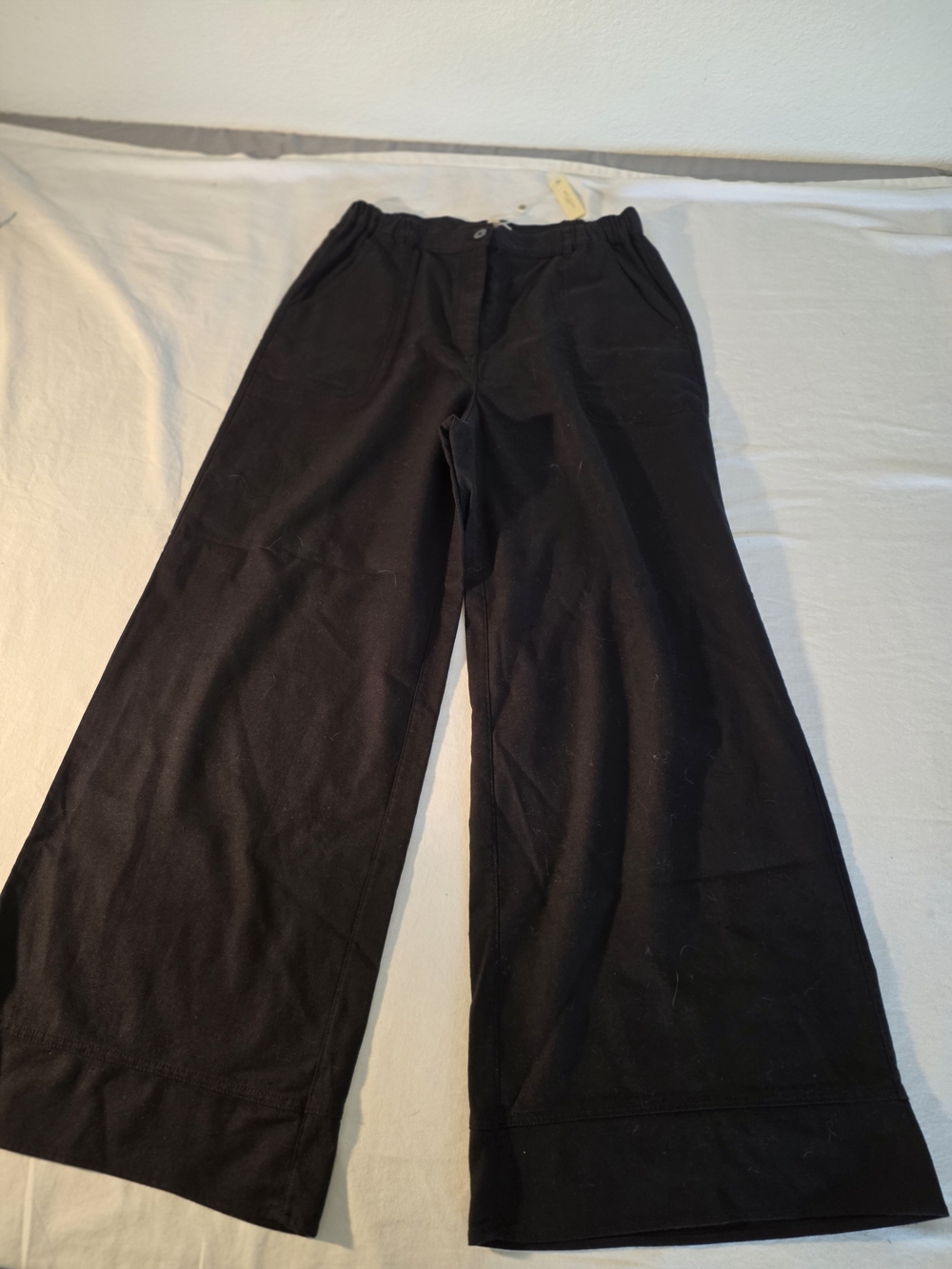 Max Studio Black Wide-Leg Linen Pant with Elastic Waist